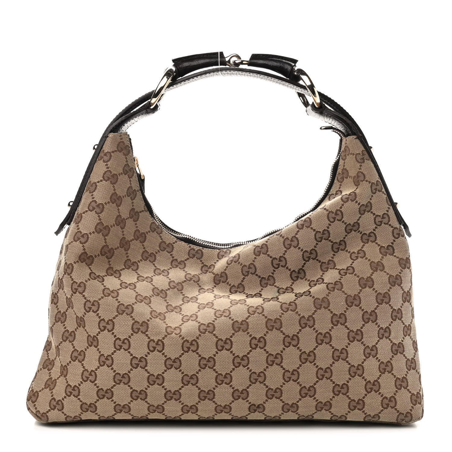 Gucci Monogram Medium Horsebit Chain Hobo Dark Brown 1 of 10