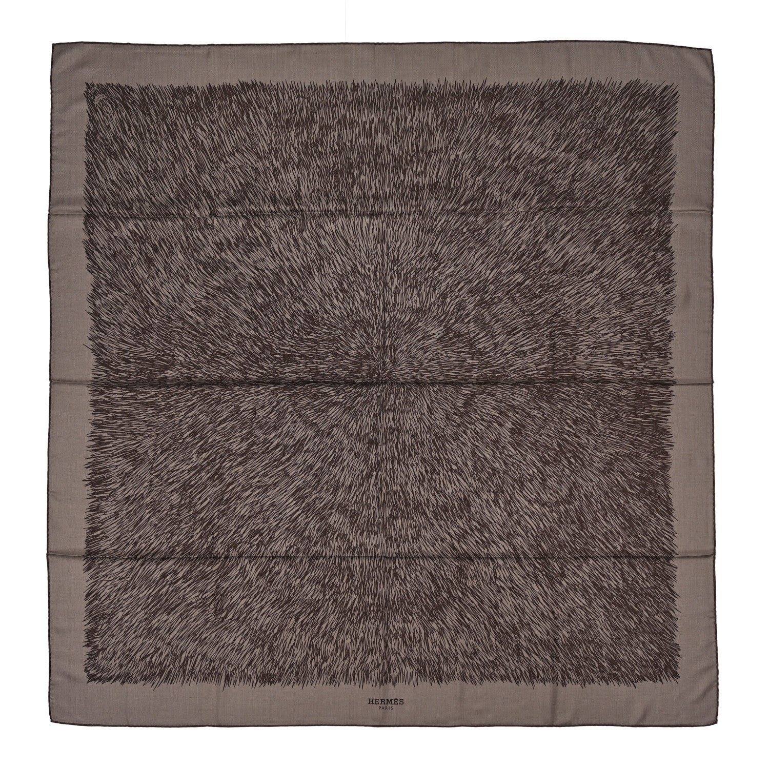 Hermes Cashmere Silk Touchez-Moi Shawl 140 Black Beige 1 of 4