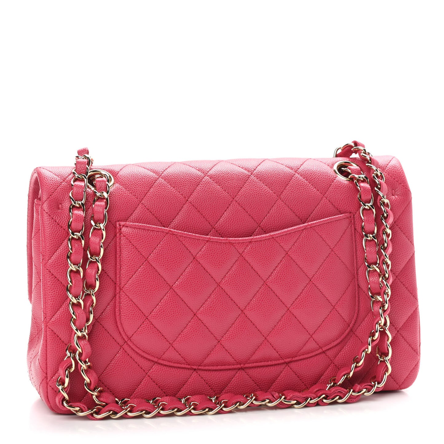 Caviar Quilted Medium Double Flap Dark Pink