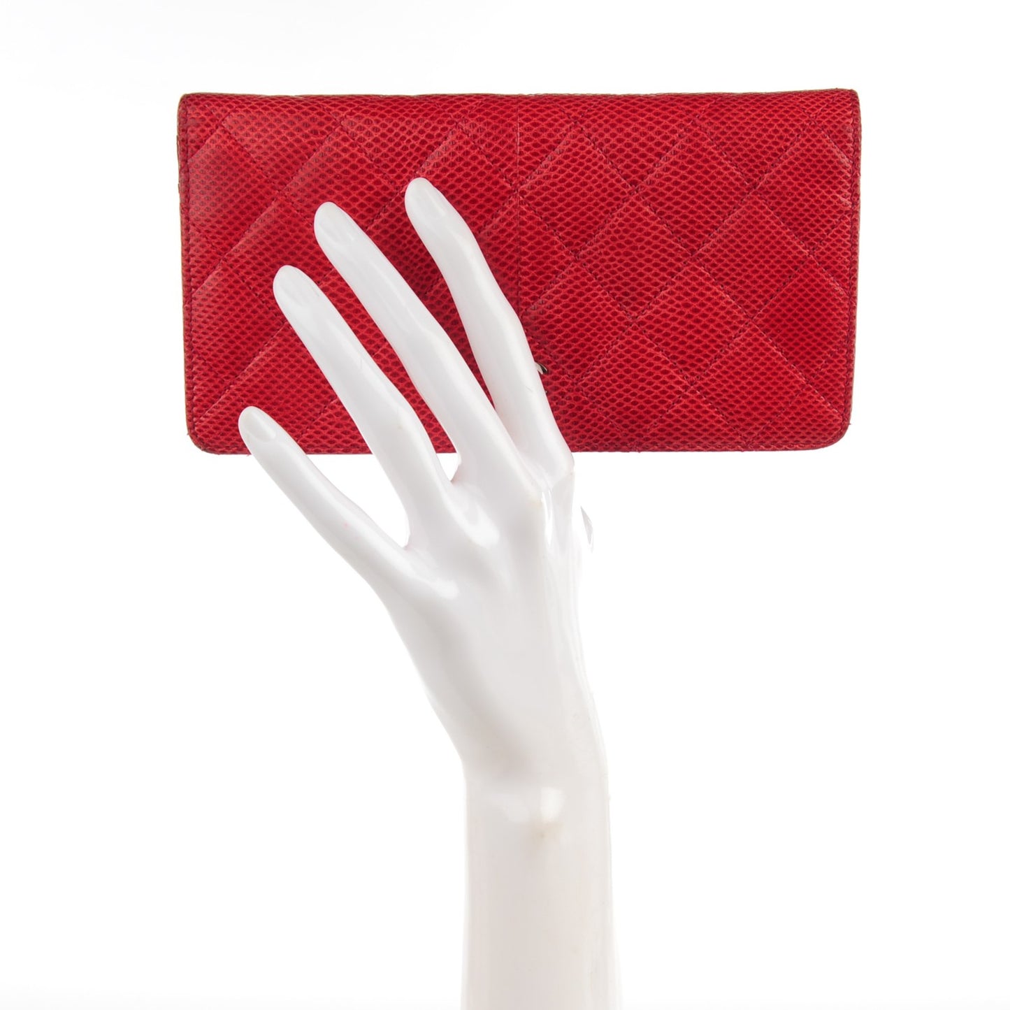Lizard Quilted Yen Wallet Red