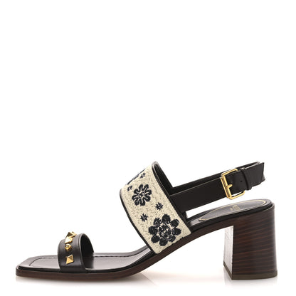 Valentino Garavani Calfskin Rockstud Grape Embroidered 60mm Plaster Caster Sandals 40 Fondant 1 of 12