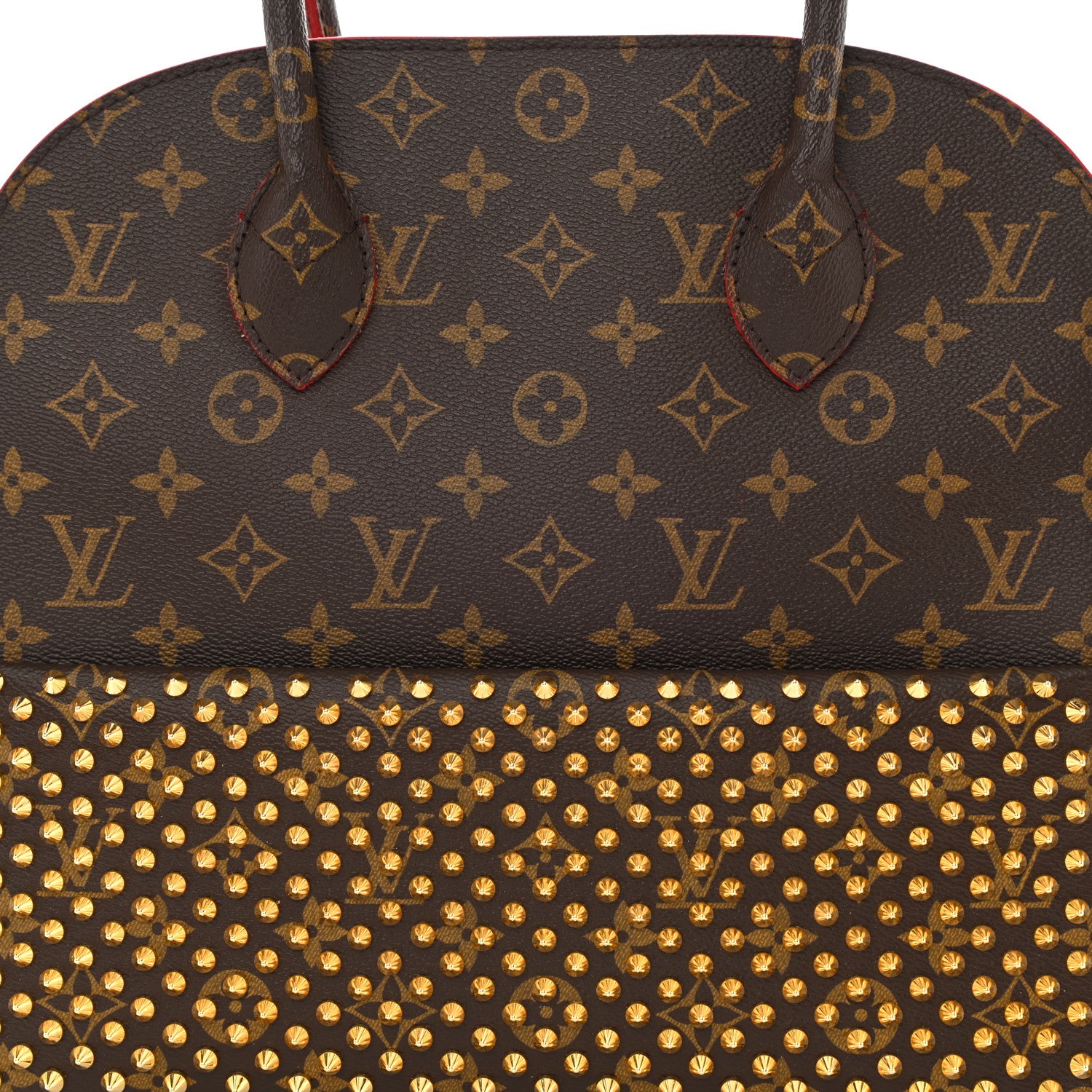 Louis Vuitton Monogram Calf Hair Spikes Iconoclasts Christian Louboutin Tote Red 10 of 15