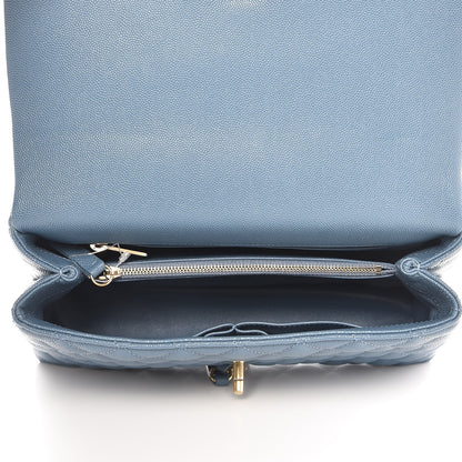 Chanel Caviar Lizard Quilted Small Coco Handle Flap Blue 6 of 9
