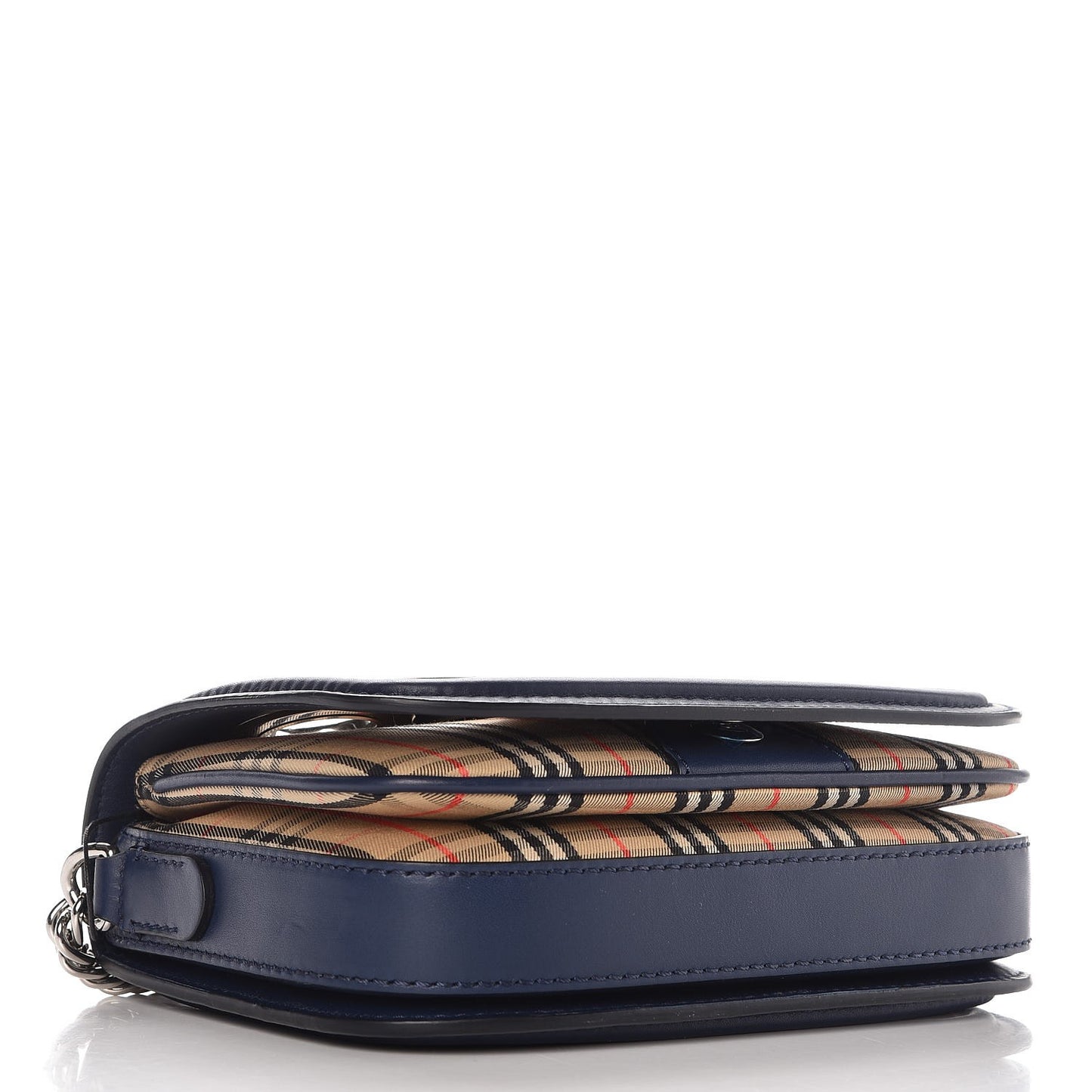 Smooth Calfskin 1983 Knight Check Grommet Chain Shoulder Bag Ink Blue