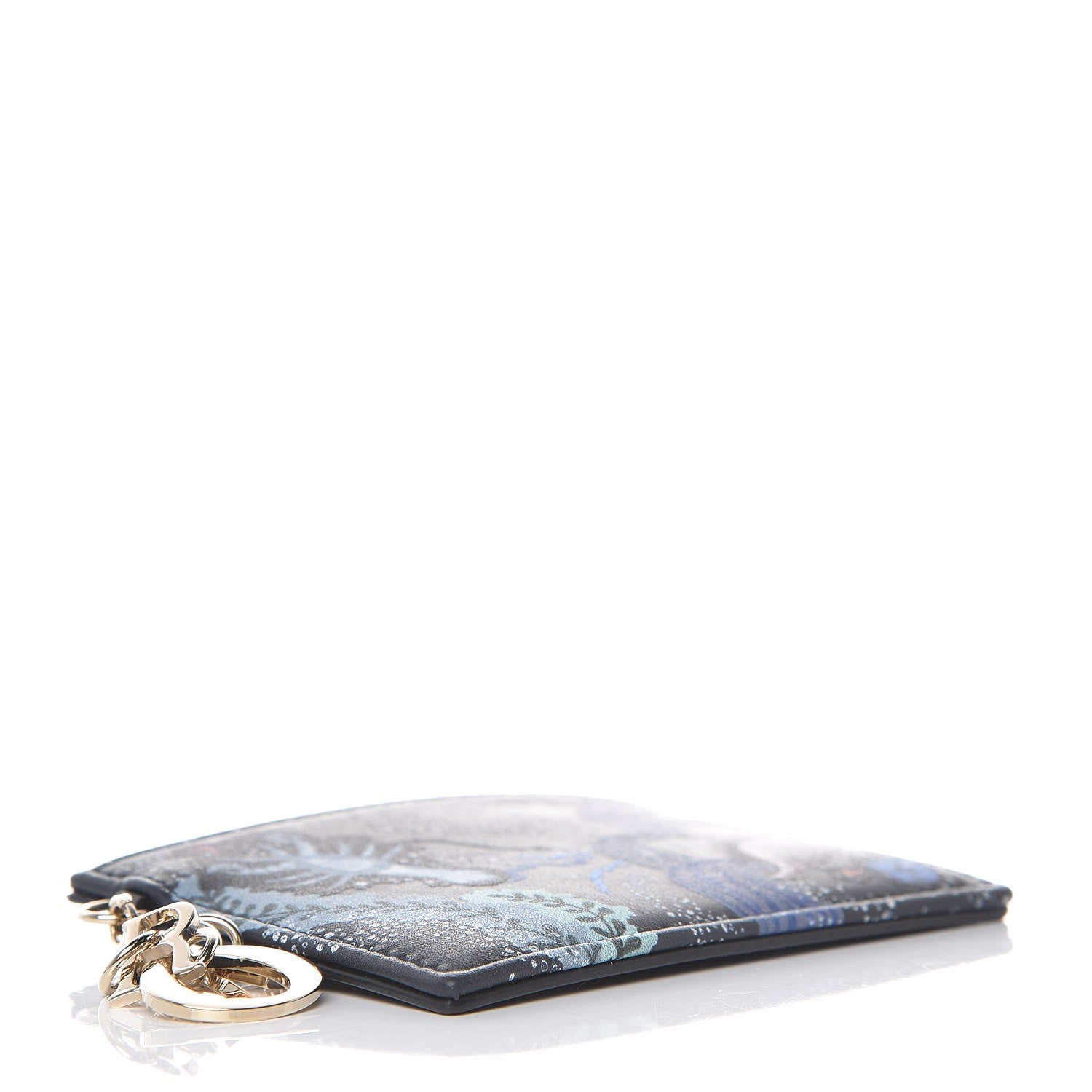 Christian Dior Calfskin Printed Nature Ballet Lady Dior Card Holder Blue 4 of 8