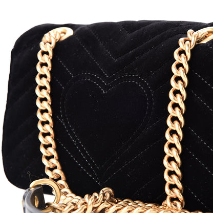 Gucci Velvet Matelasse Mini GG Marmont Shoulder Bag Black 6 of 11