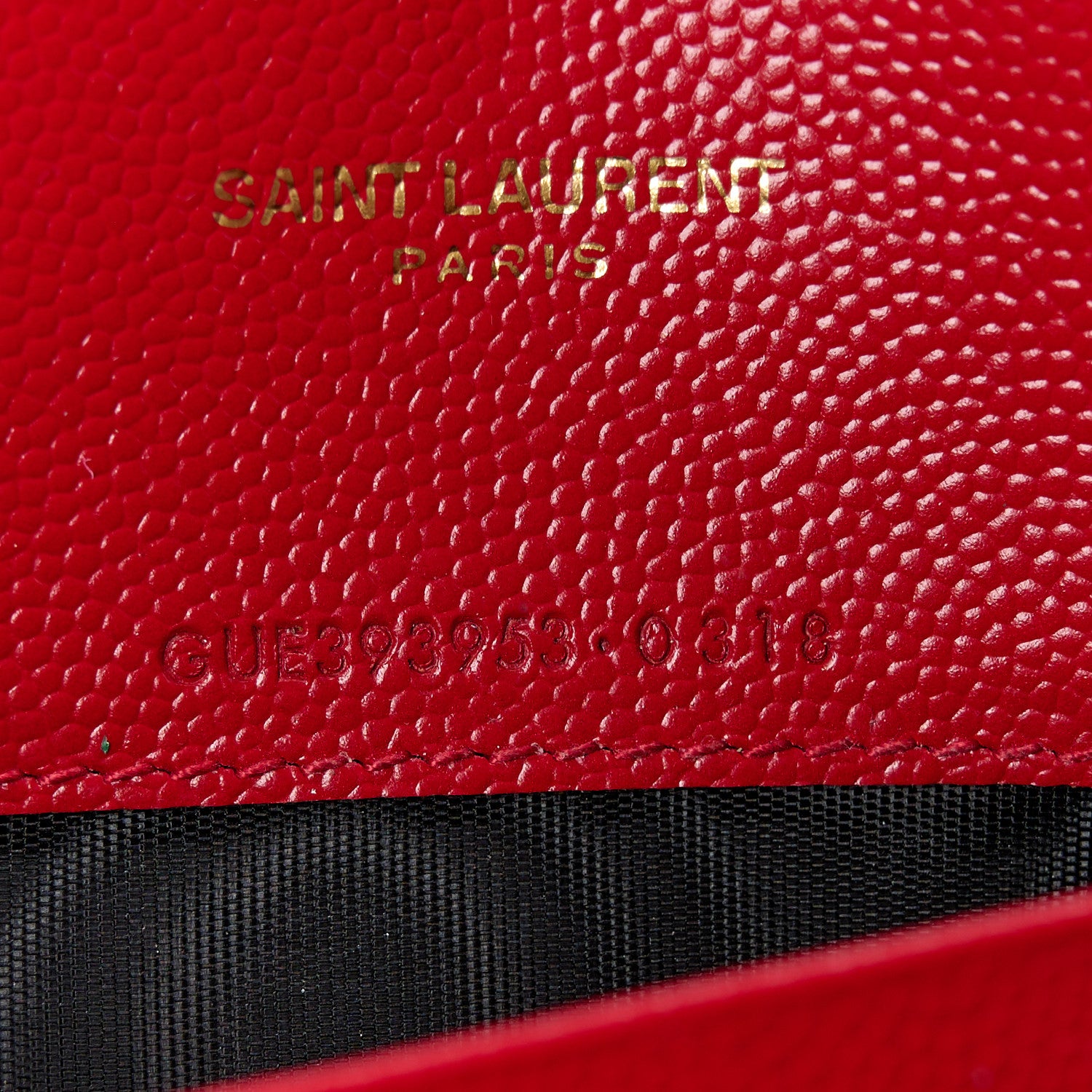 Saint Laurent Grain De Poudre Matelasse Chevron Monogram Envelope Chain Wallet Red 7 of 13