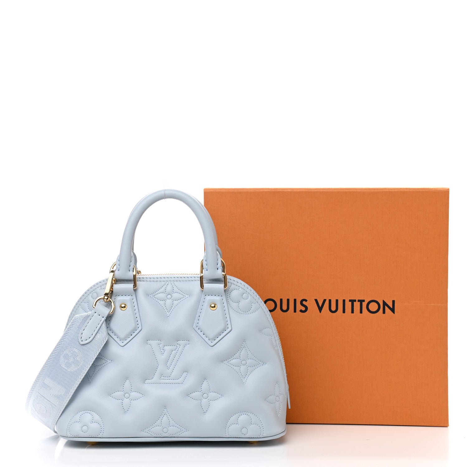 Louis Vuitton Calfskin Bubblegram Alma BB Ice Blue 10 of 10