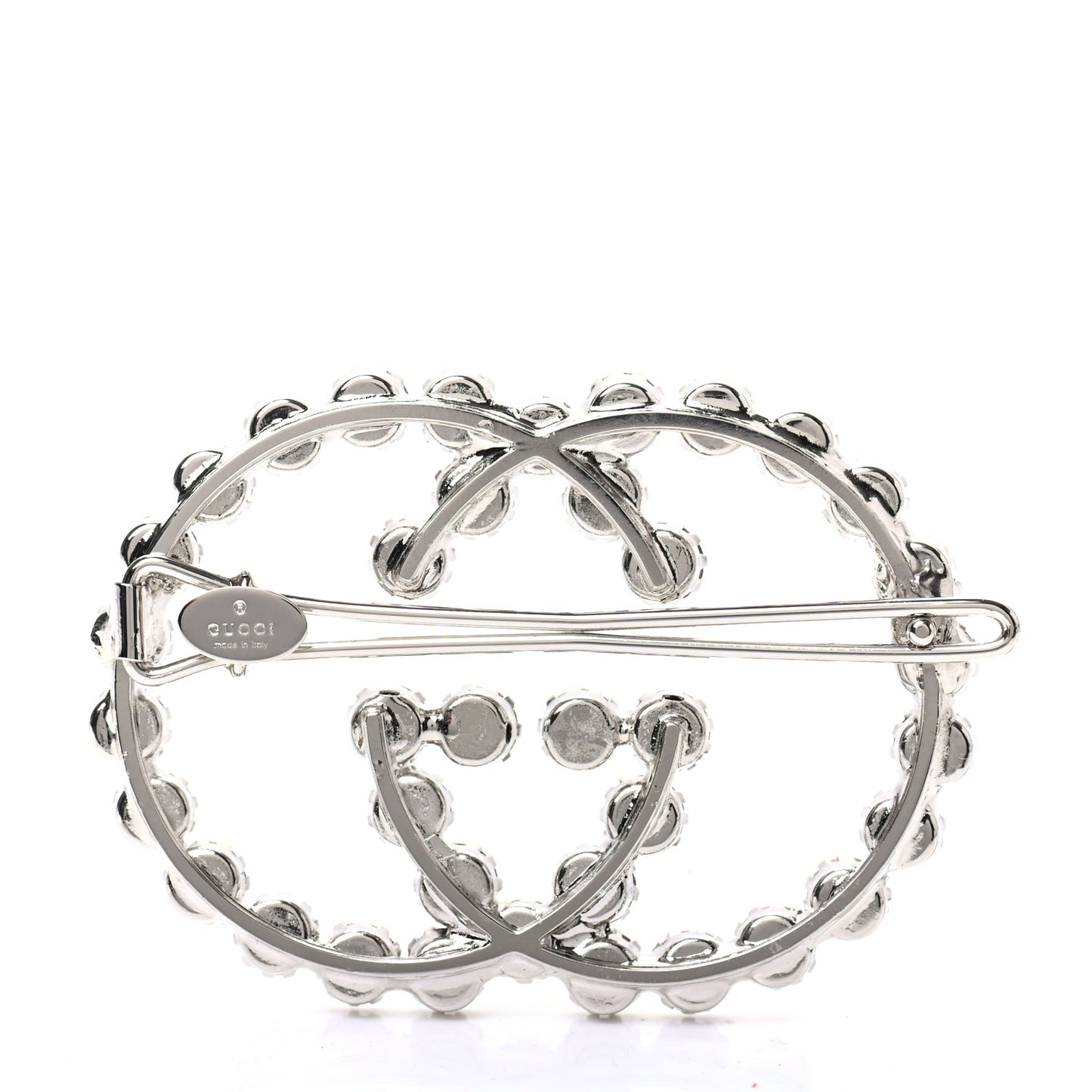 Crystal Interlocking G Hair Clip Silver