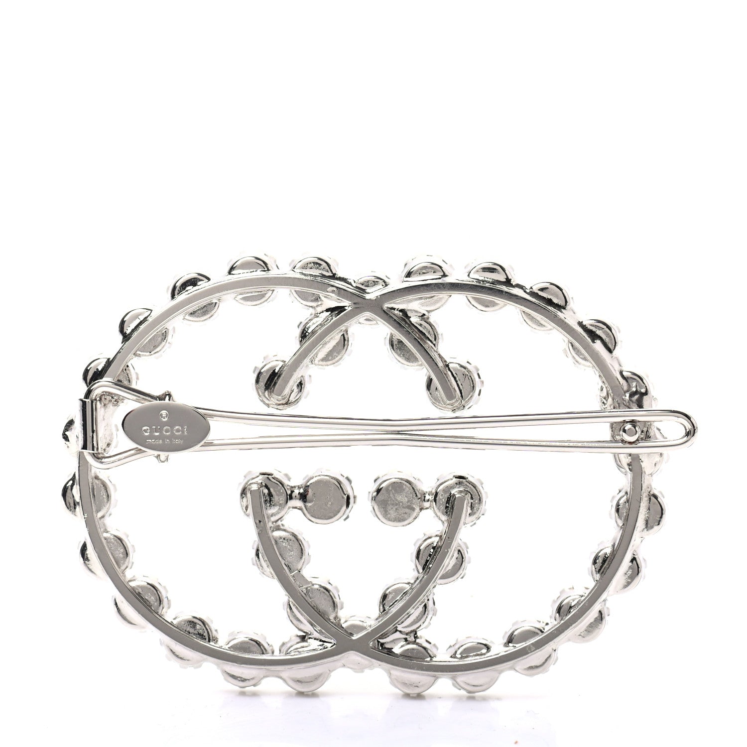Gucci Crystal Interlocking G Hair Clip Silver 3 of 4