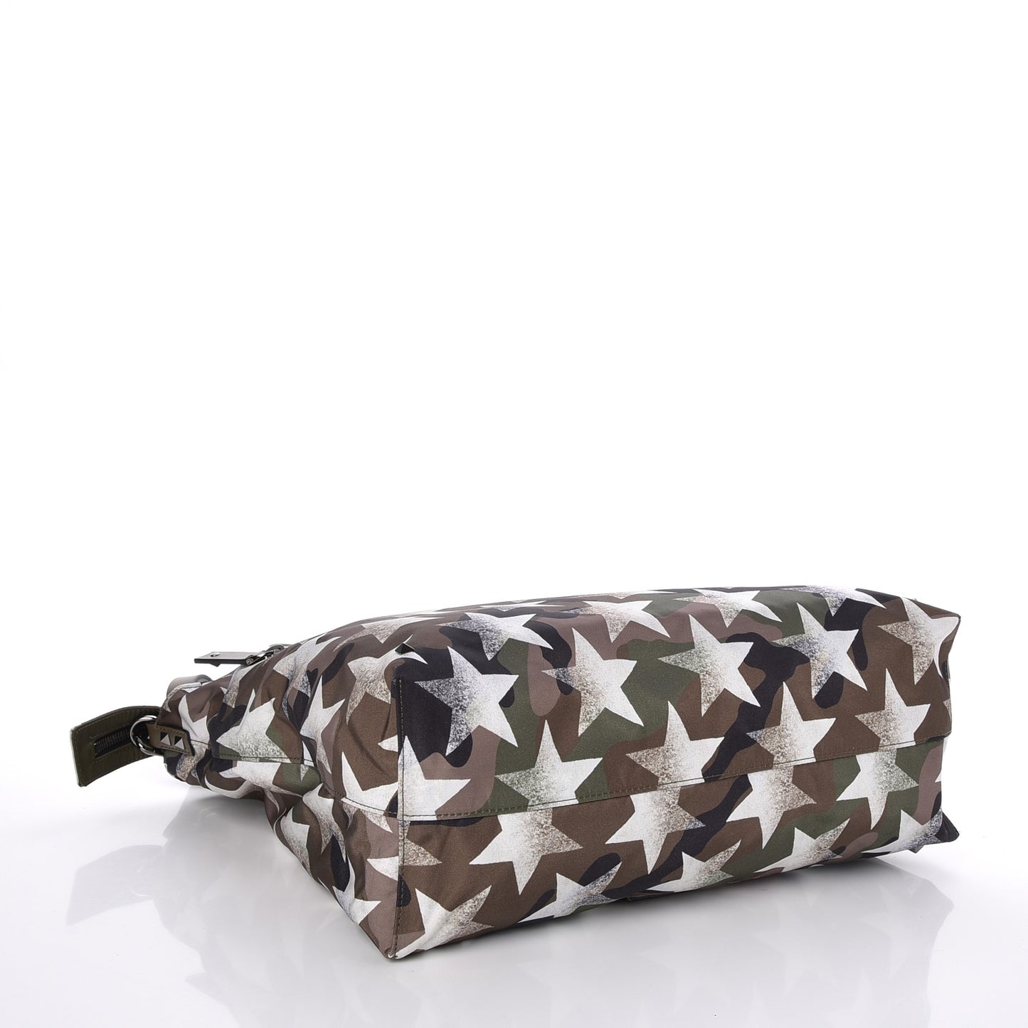 Nylon Printed Camustars Rockstud Vertical Tote Army Green White