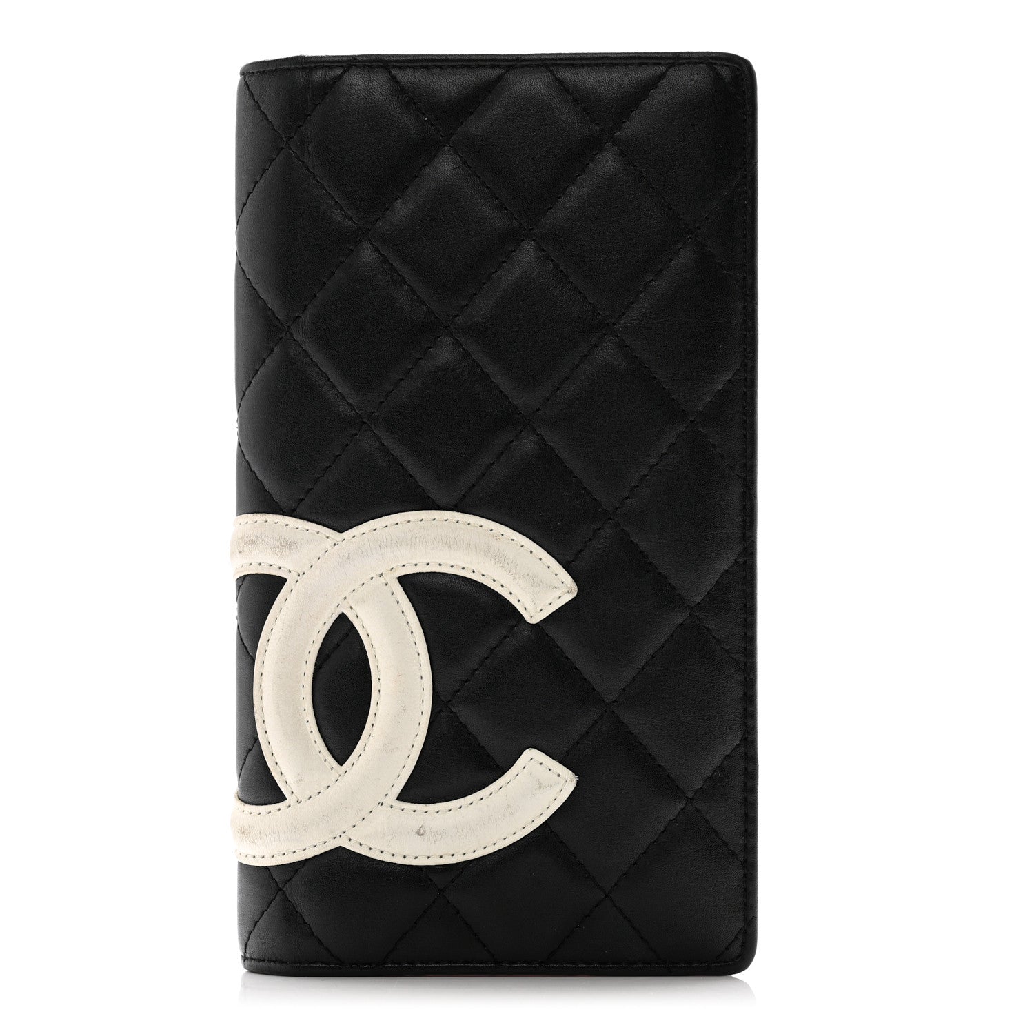 Chanel Calfskin Quilted Cambon Yen Wallet Black White 1 of 10