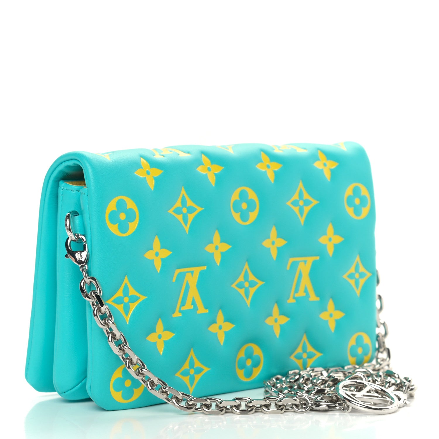 Louis Vuitton Lambskin Embossed Monogram Vuittamins Pochette Coussin Menthe Jaune 3 of 8
