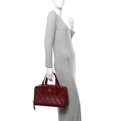 Chanel Calfskin Stitch Surpique Bowler Red 2 of 12