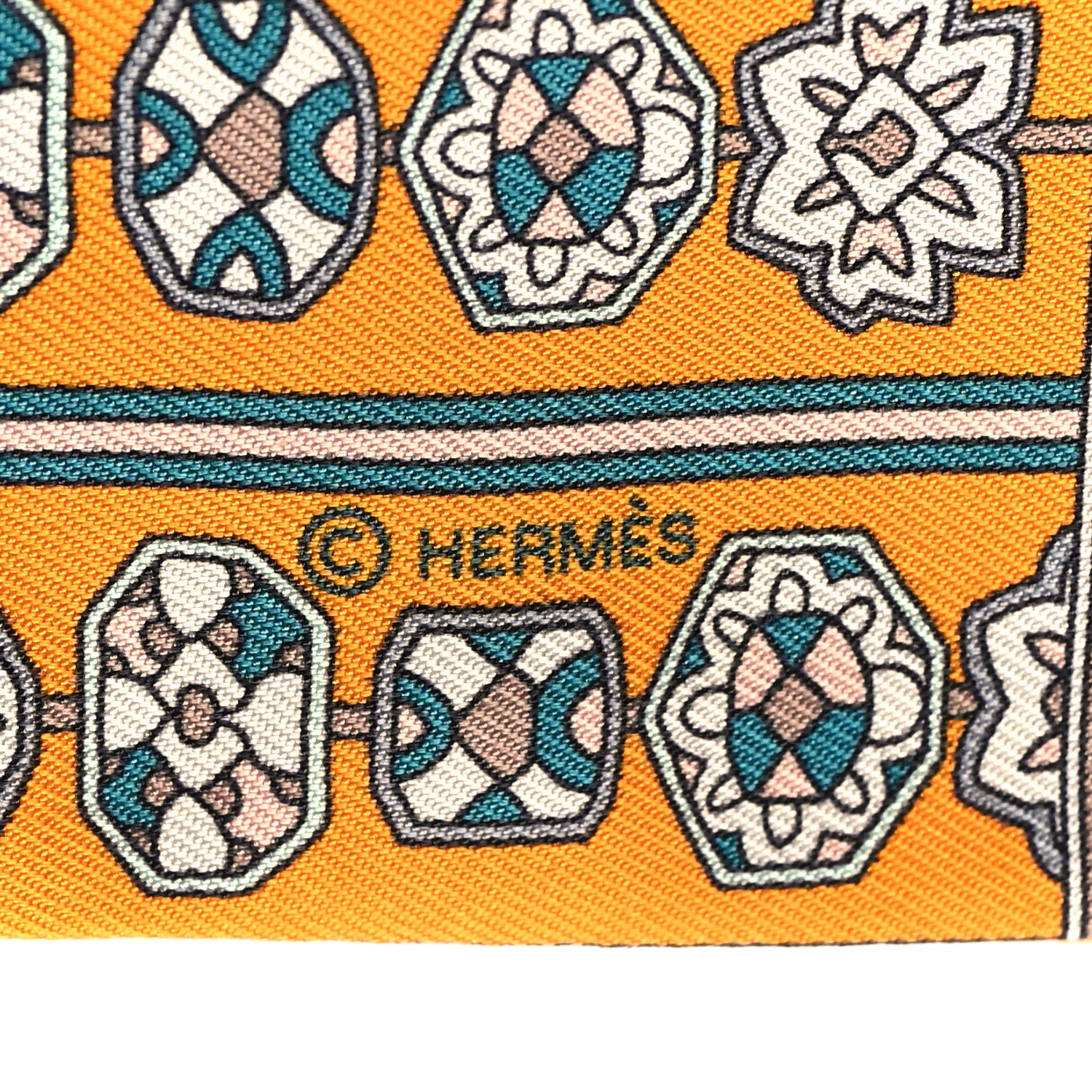 Hermes Silk Tapis Persans Twilly Jaune Aqua Rose Poudre 4 of 5