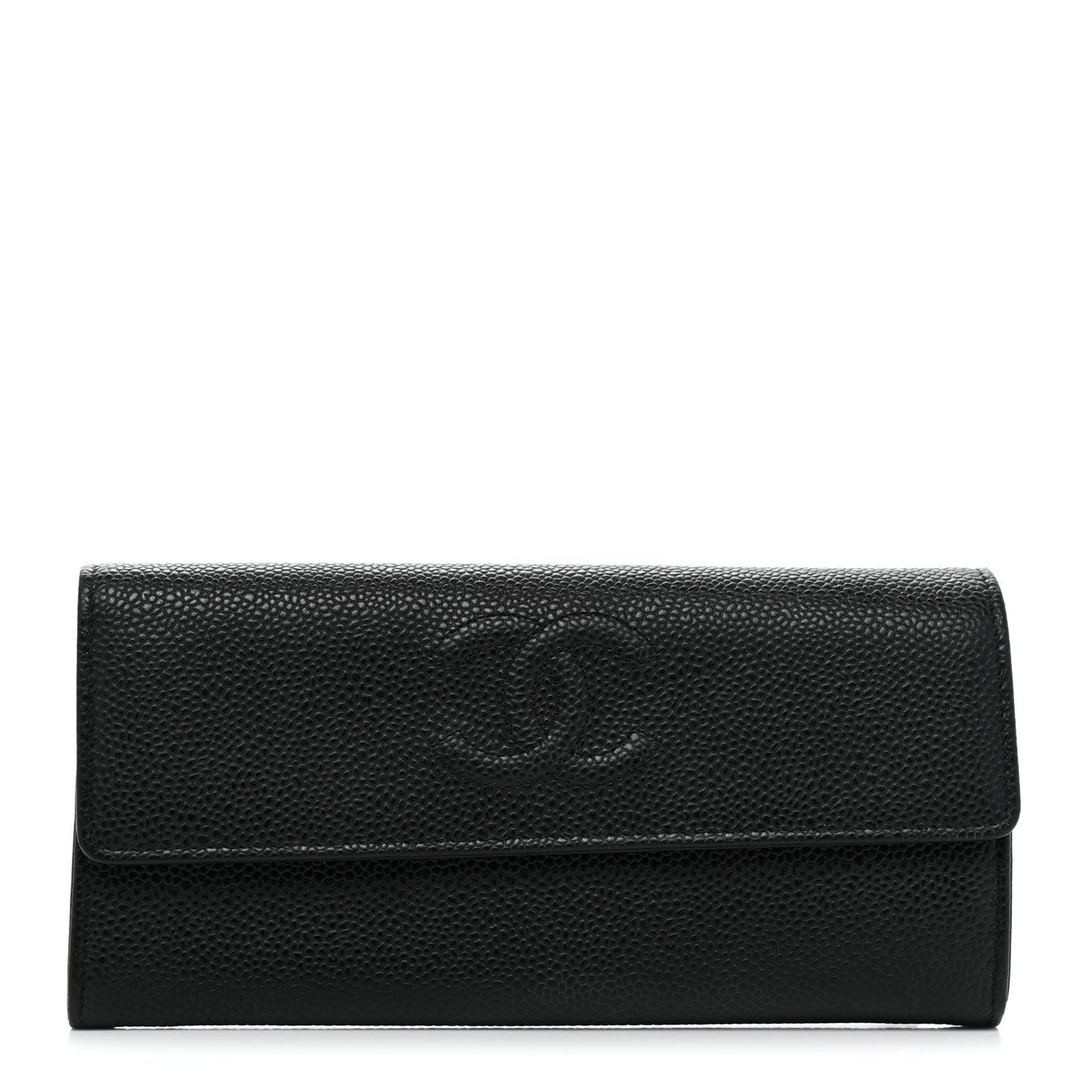 Caviar Timeless CC Large Gusset Flap Wallet Black