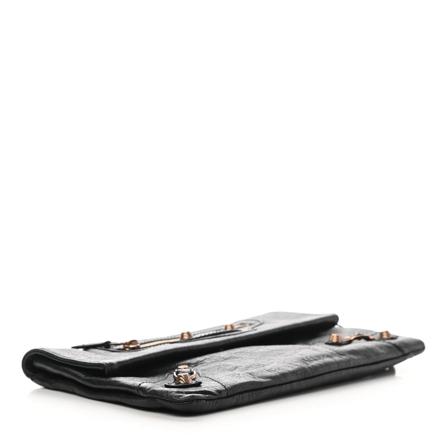 Agneau Giant 12 Rose Gold Hardware Envelope Clutch Black