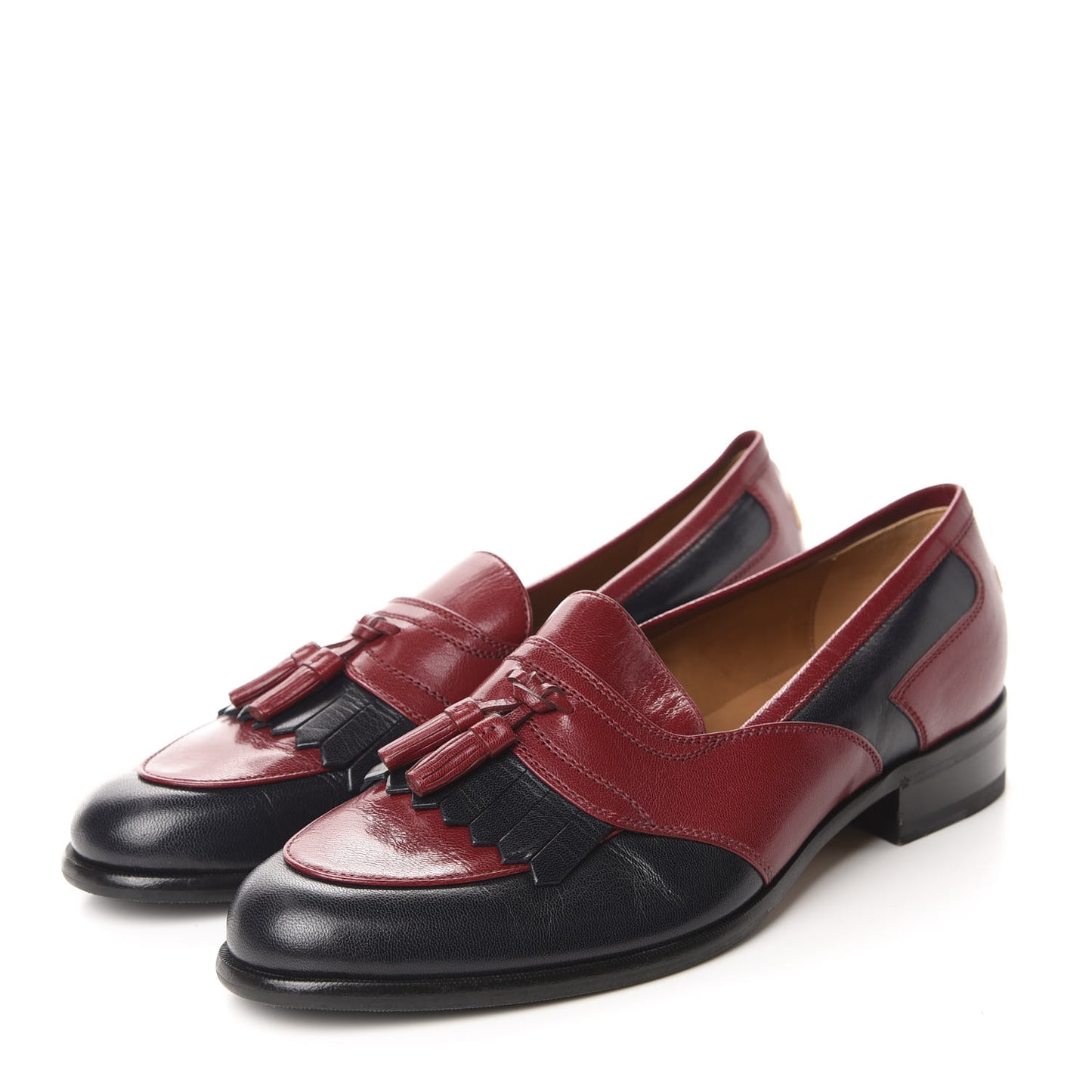 Calfskin Mens Tassel Fringe Curtis Loafers 12 Red Navy Blue