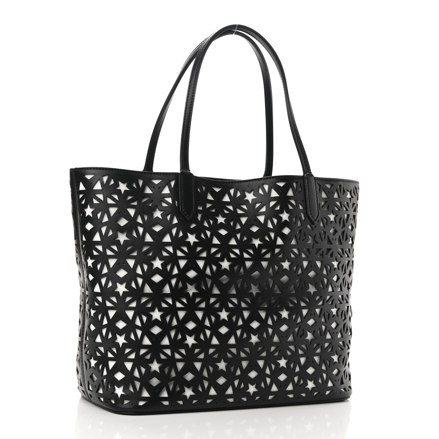 Calfskin Lazer Cut Medium Antigona Tote Black White