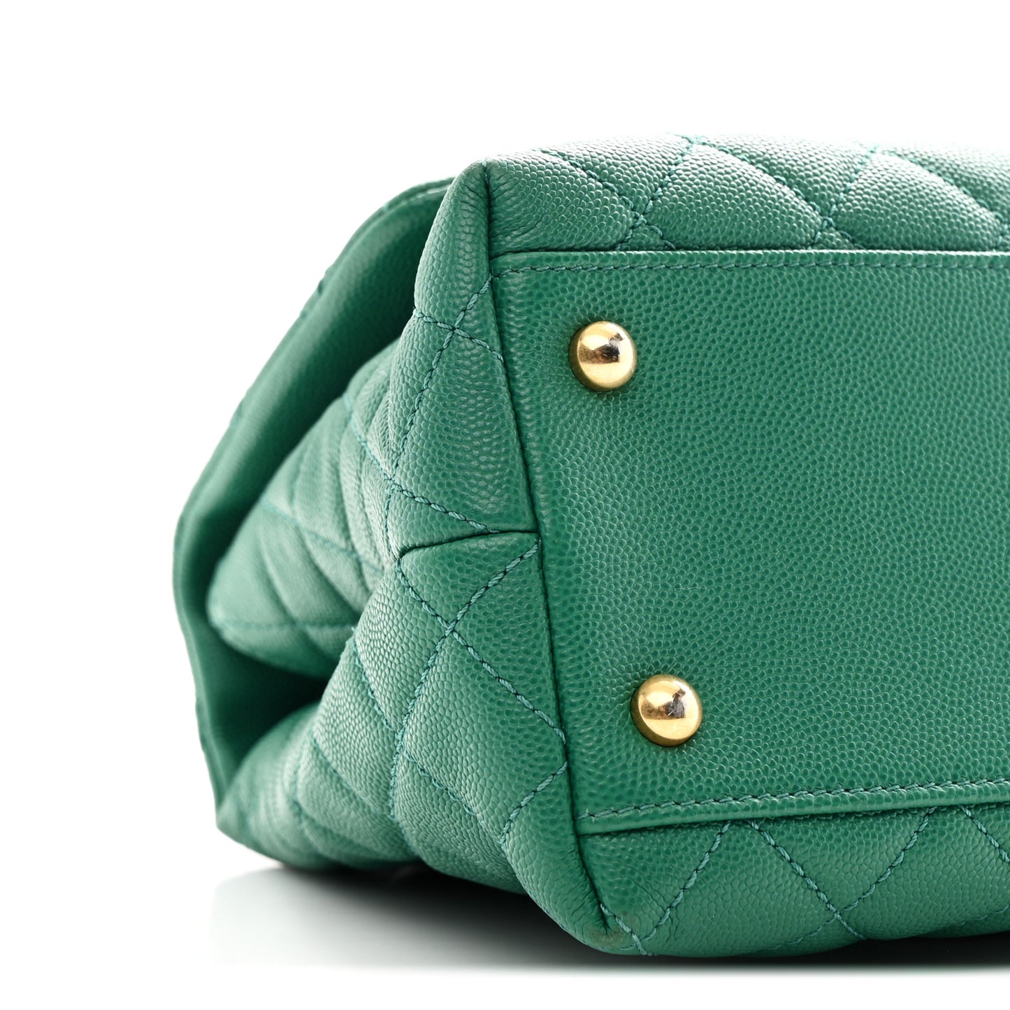Caviar Quilted Small Coco Handle Flap Green
