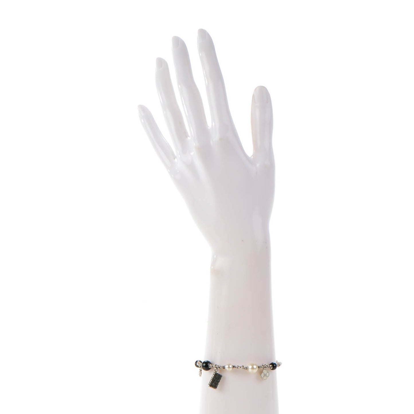 Pearl Beaded Charm Bracelet Silver