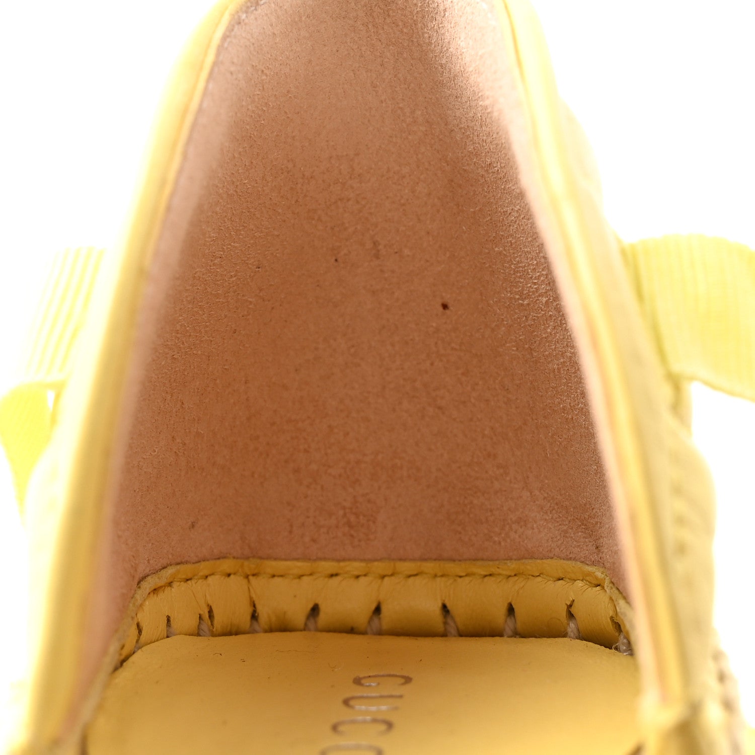 Gucci Nappa Matelasse GG Marmont Ankle Wrap Platform Espadrille Wedges 36.5 Banana 12 of 13