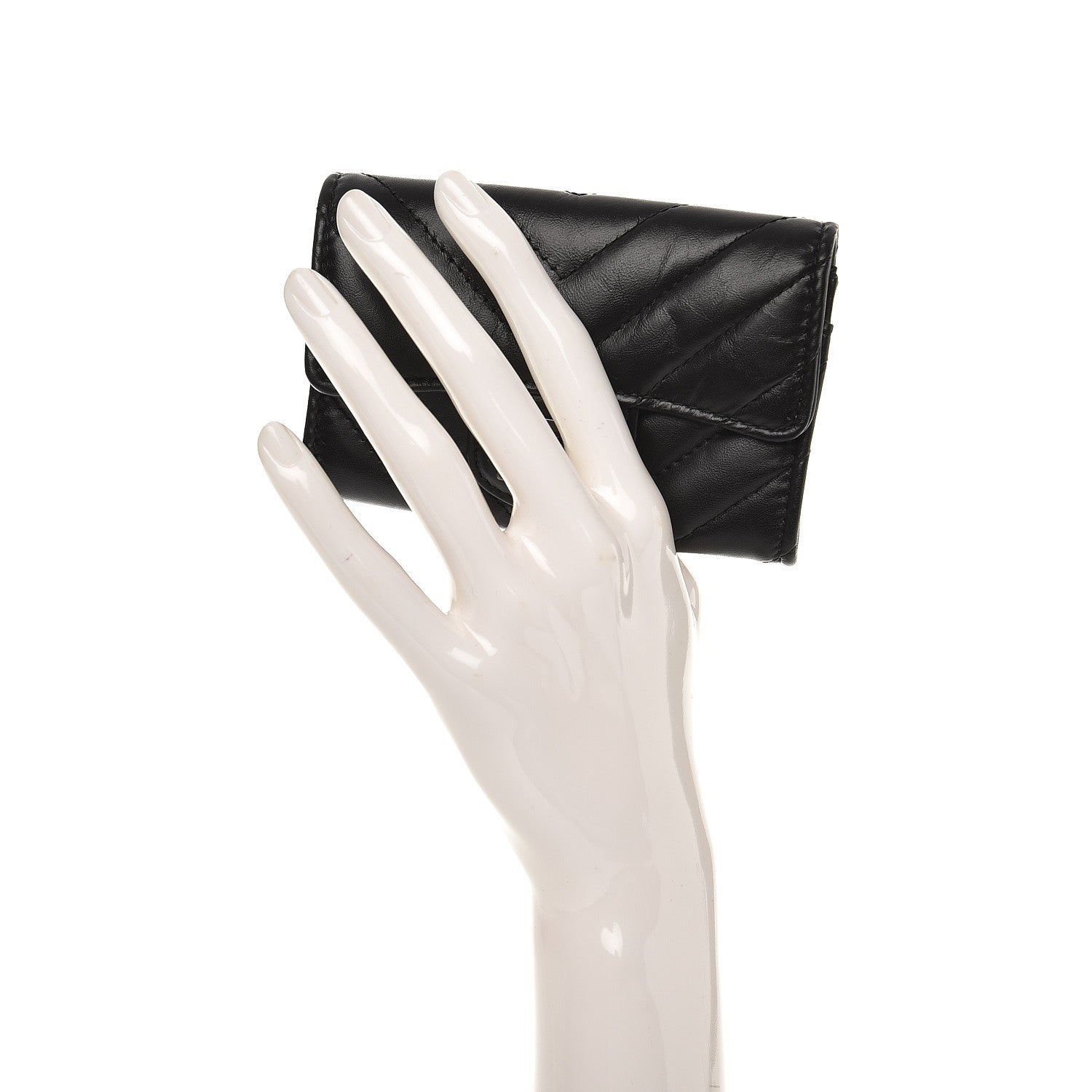 Chanel Aged Calfskin Chevron Reissue Card Holder Wallet So Black 2 of 8