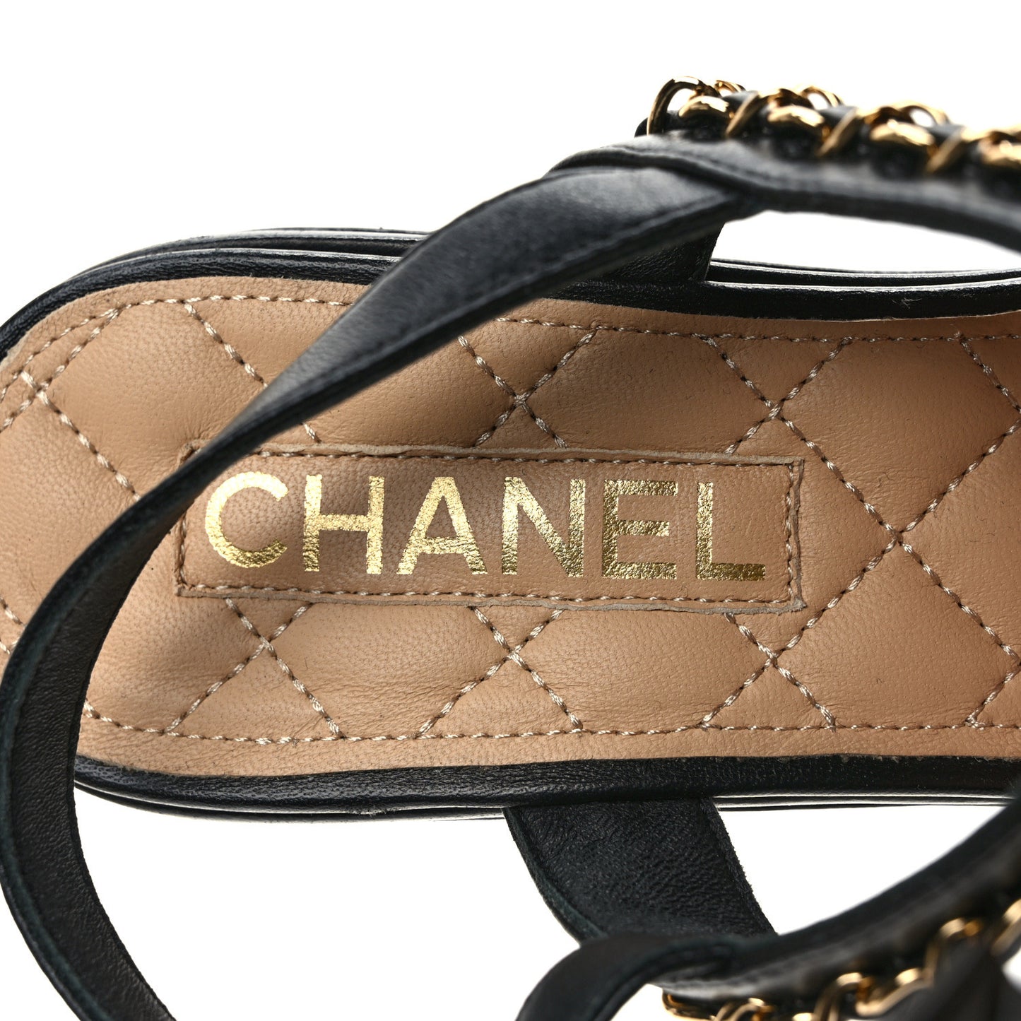 Lambskin Chain Platform Sandals 39 Black
