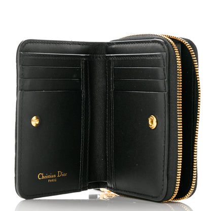 Christian Dior Grained Calfskin Supple Cannage Caro Scarlet Zipped Wallet Black 5 of 8