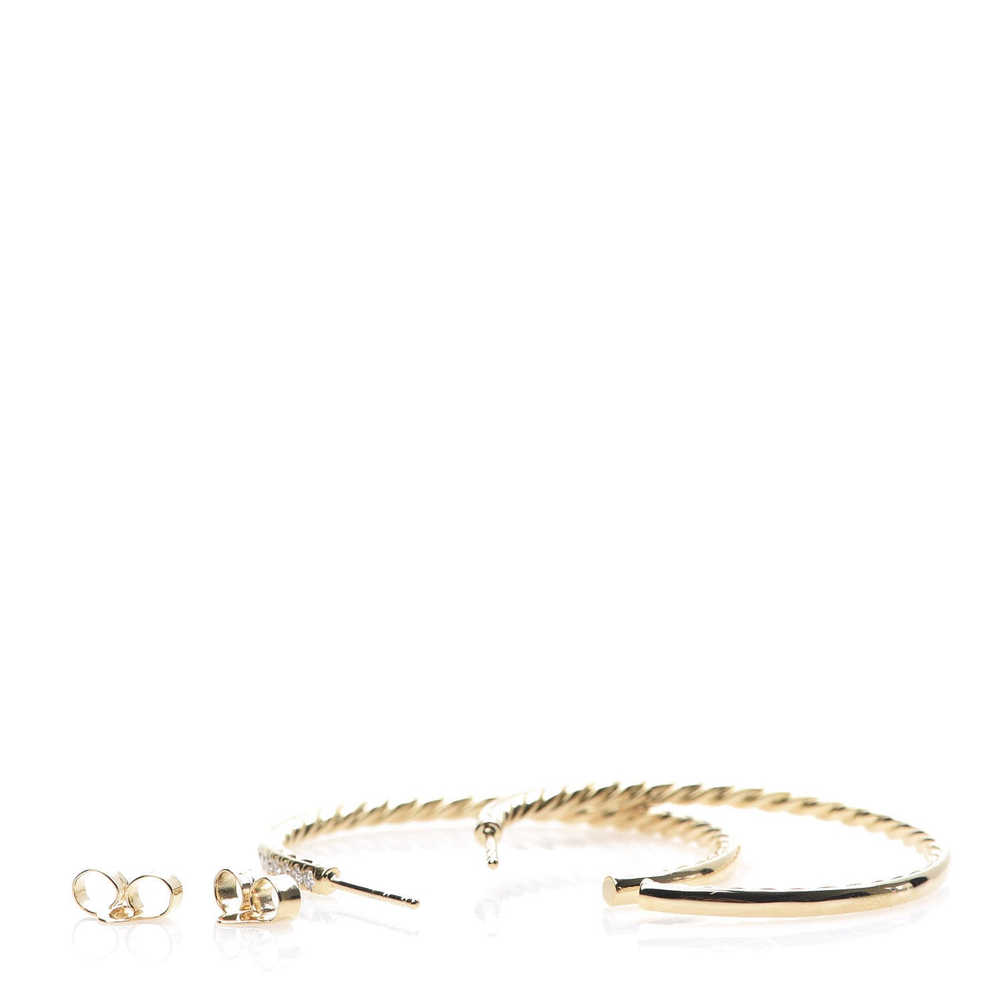 18K Yellow Gold Diamond 38mm Medium Cable Hoop Earrings