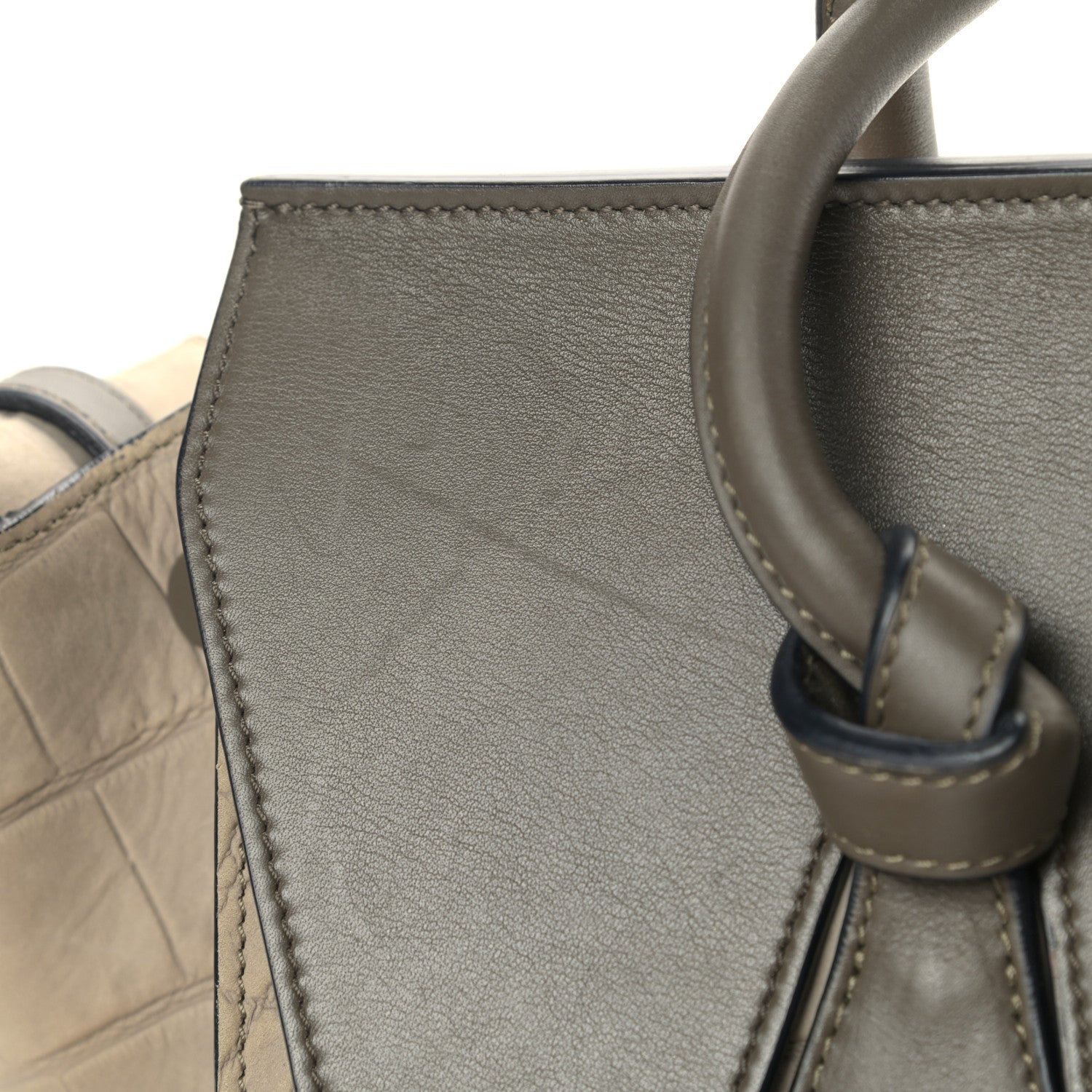 Celine Crocodile Embossed Nubuck Calfskin Small Tie Knot Tote Grey 13 of 15