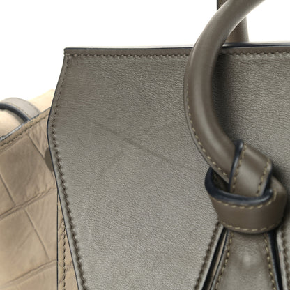 Celine Crocodile Embossed Nubuck Calfskin Small Tie Knot Tote Grey 13 of 15