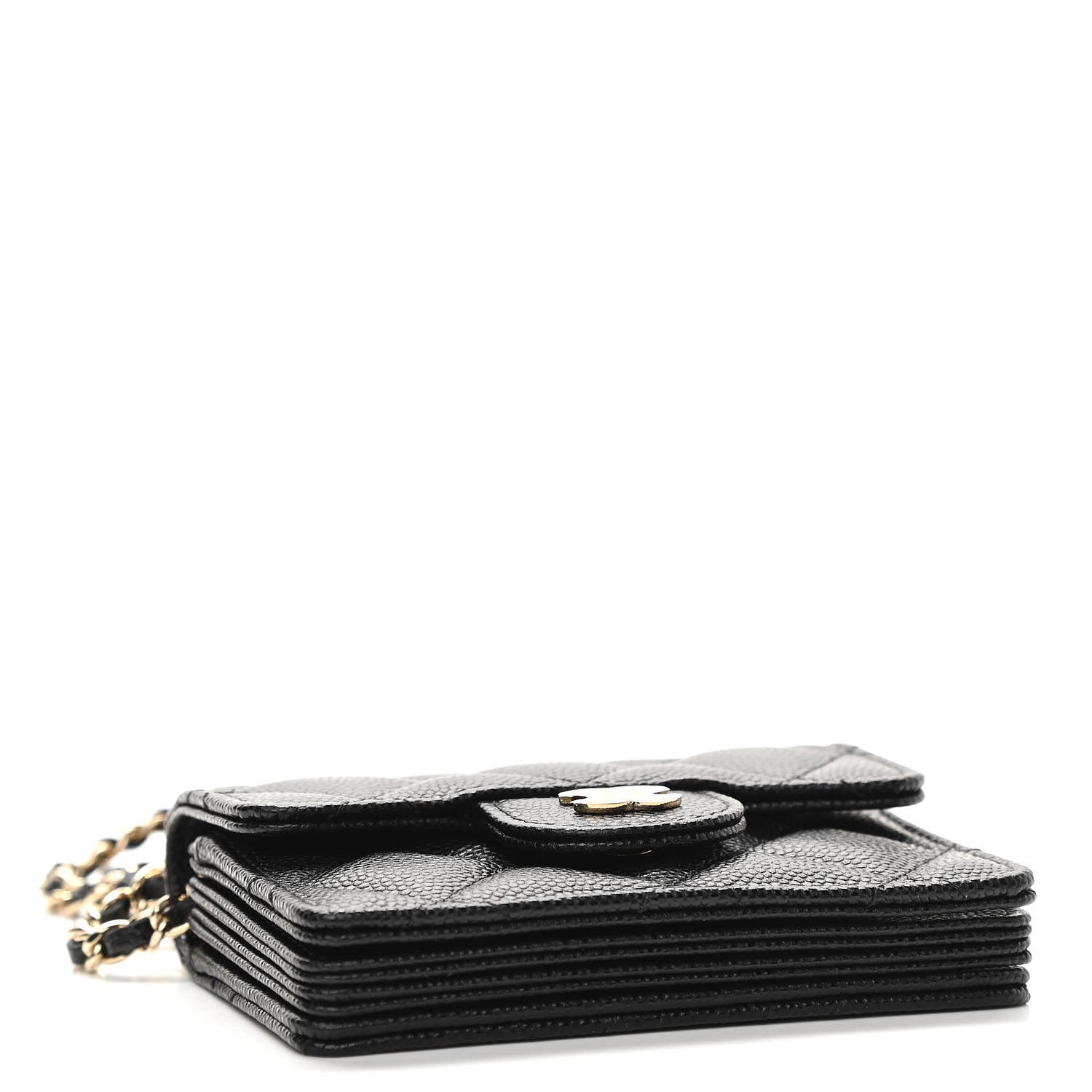 Chanel Caviar Quilted Flap Card Holder On Chain Black 4 of 11