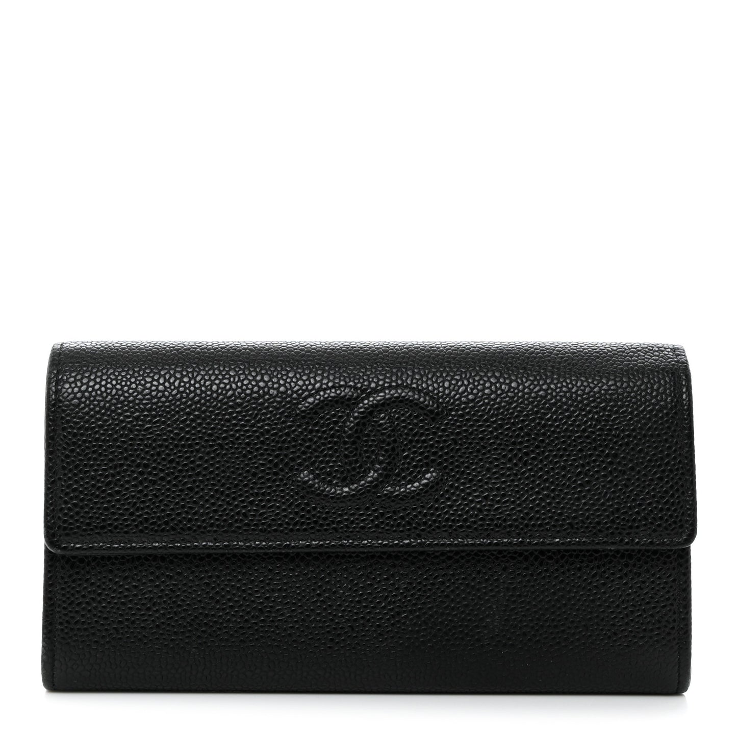 Caviar Timeless CC Large Gusset Flap Wallet Black