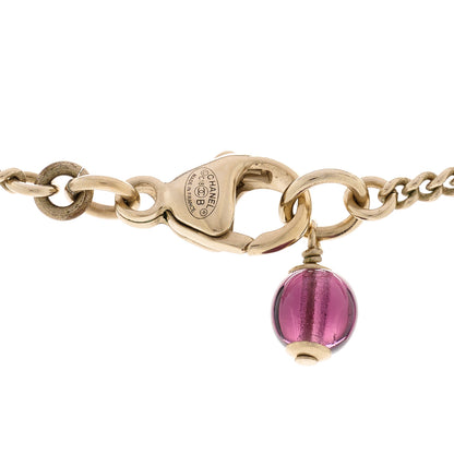 Chanel Crystal CC Pendant Necklace Purple Light Gold 5 of 5