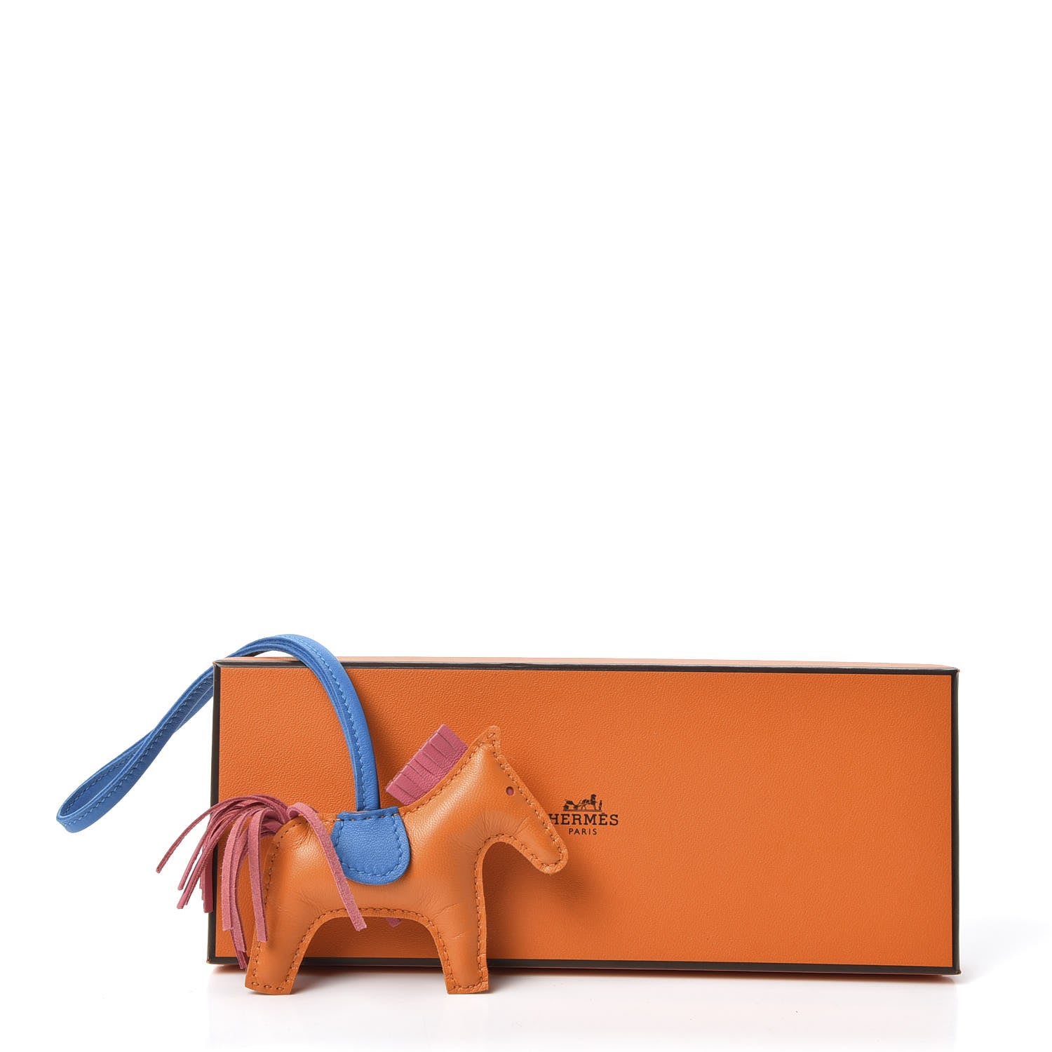 Hermes Milo Lambskin Grigri Rodeo Horse Bag Charm PM Orange Bleu Zanzibar Rose Azalee 5 of 5
