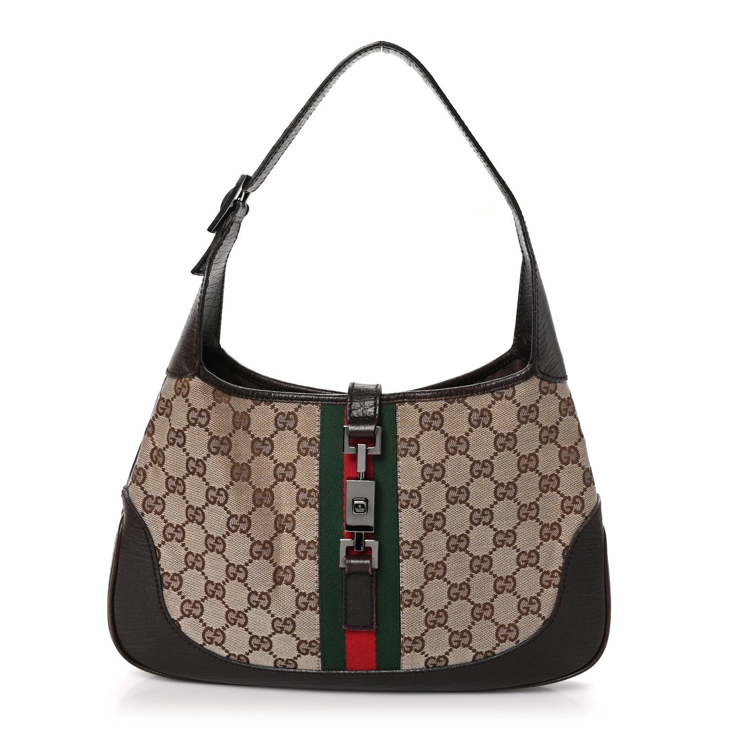 Gucci Monogram Web Jackie O Hobo Dark Brown 1 of 11