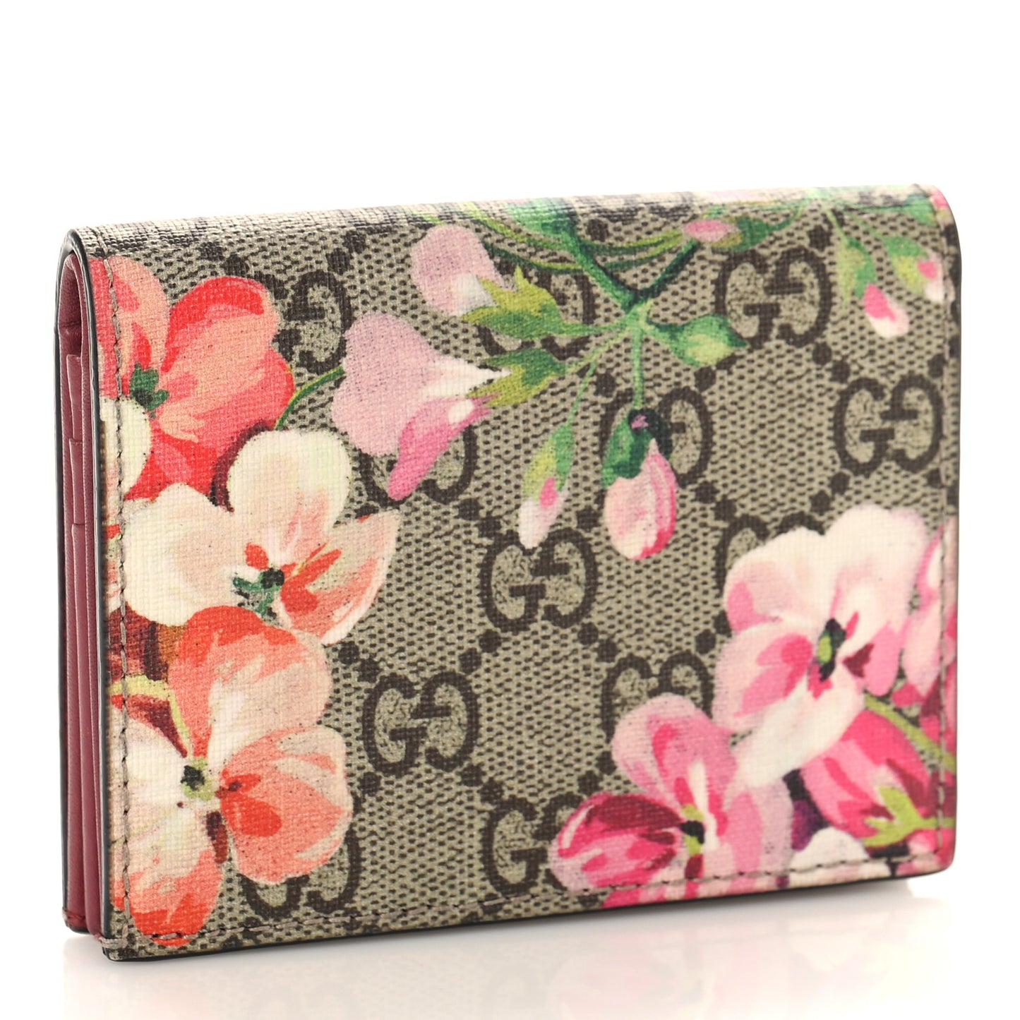GG Supreme Monogram Blooms Card Case Beige Multicolor Dry Rose