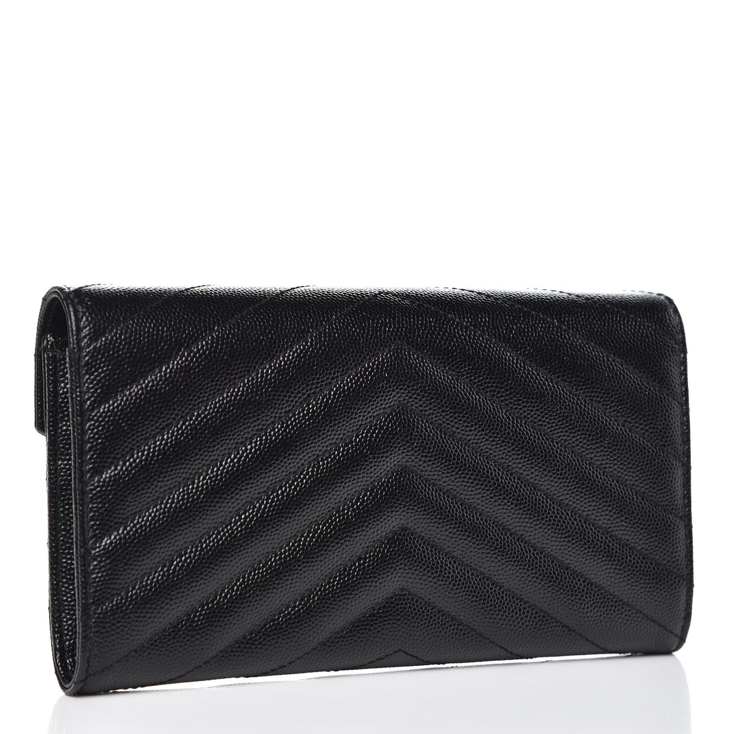 Grain De Poudre Matelasse Chevron Monogram Flap Wallet Black