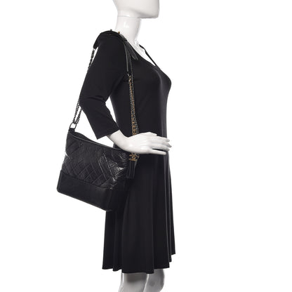 Chanel Aged Calfskin Quilted Medium Gabrielle Hobo Black 2 of 12