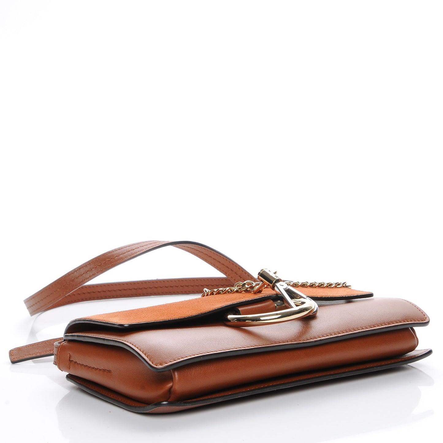 Suede Calfskin Small Faye Shoulder Bag Tobacco