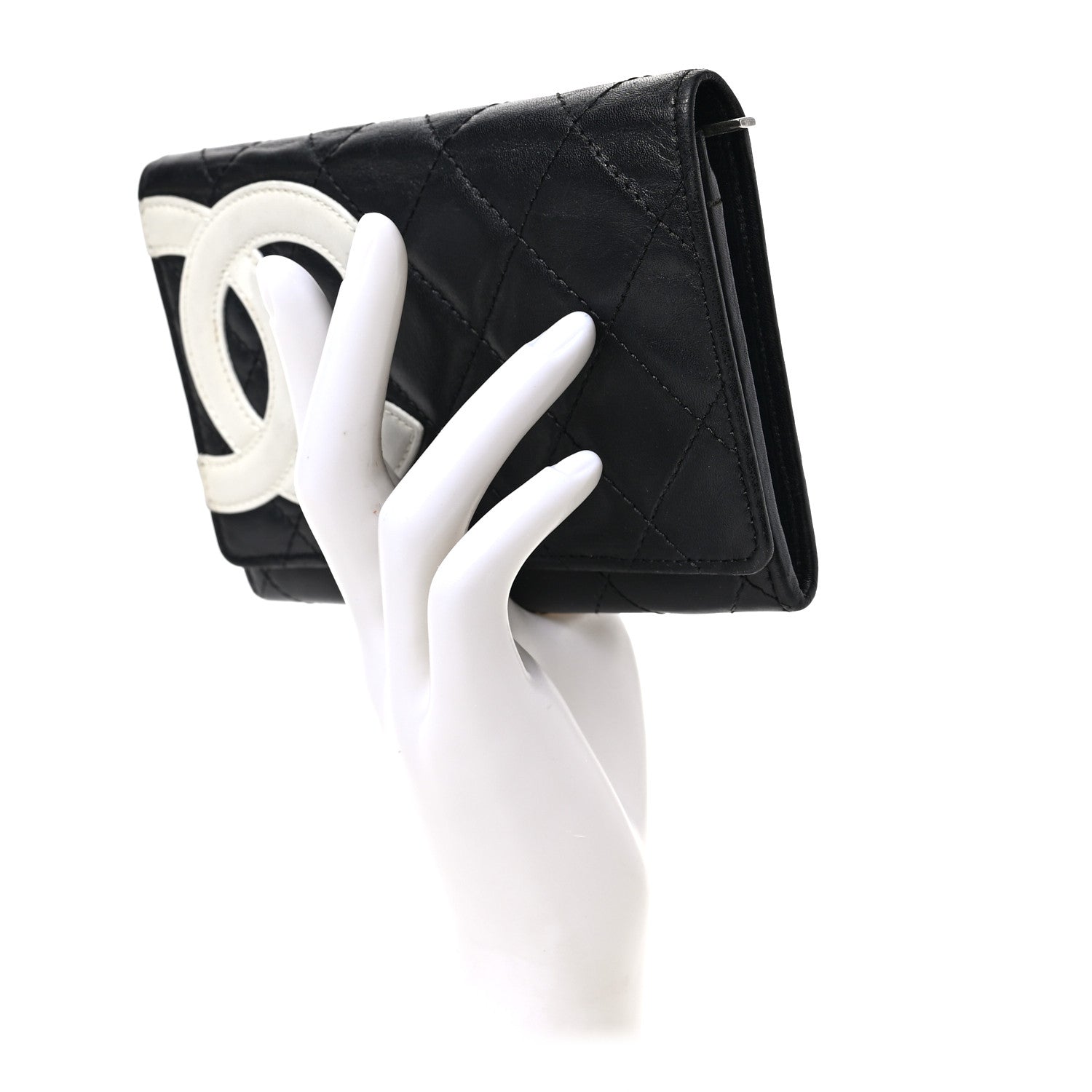 Chanel Calfskin Quilted Cambon Flap Wallet Black White 2 of 6