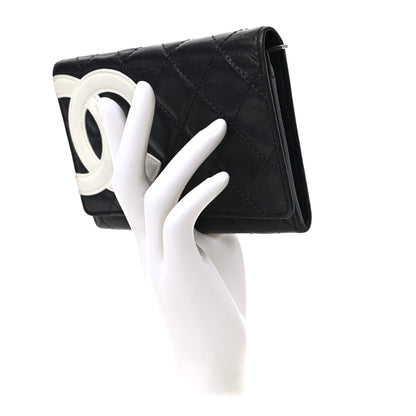 Chanel Calfskin Quilted Cambon Flap Wallet Black White 2 of 6