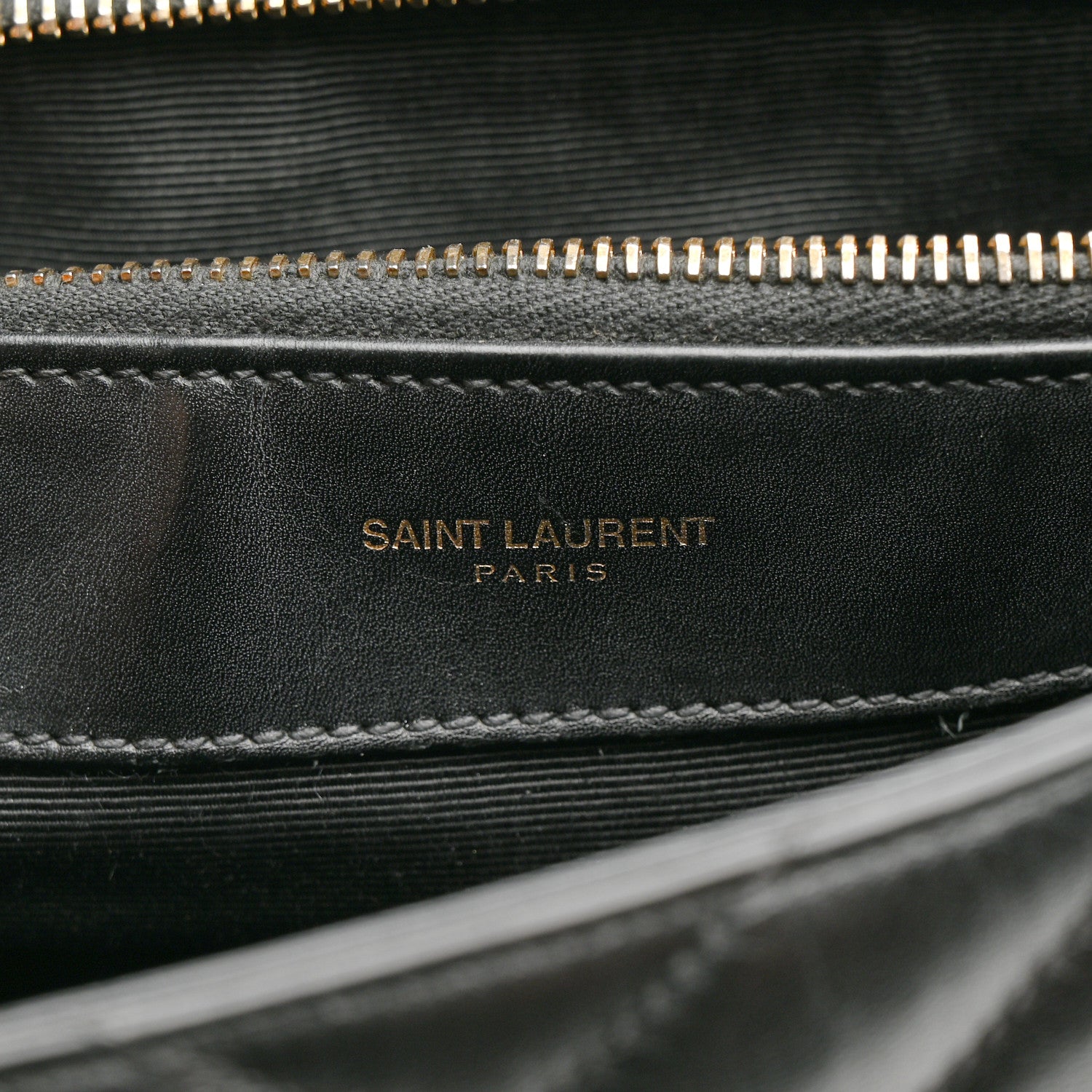 Saint Laurent Smooth Calfskin Matelasse Chevron Monogram Shopping Bag Black 8 of 14