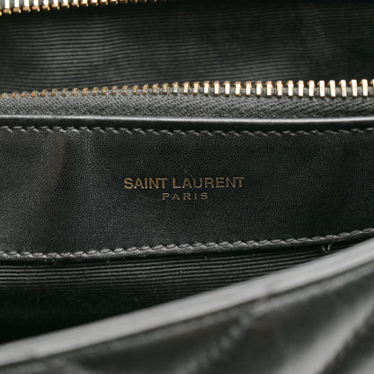 Saint Laurent Smooth Calfskin Matelasse Chevron Monogram Shopping Bag Black 8 of 14