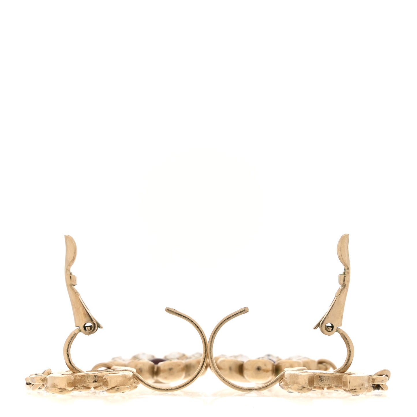 Crystal CC Flower Drop Earrings Gold