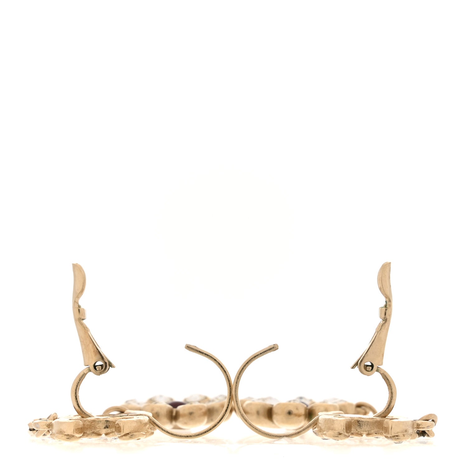 Chanel Crystal CC Flower Drop Earrings Gold 3 of 4