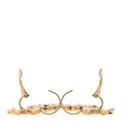 Chanel Crystal CC Flower Drop Earrings Gold 3 of 4