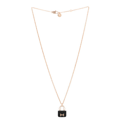 Hermes 18K Rose Gold Black Jade Constance Amulettes Pendant Necklace 3 of 5