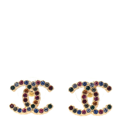 Chanel Crystal Over The Rainbow CC Earrings Gold Multicolor 1 of 3
